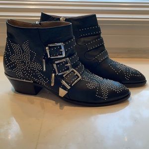 Chloe Black studded booties